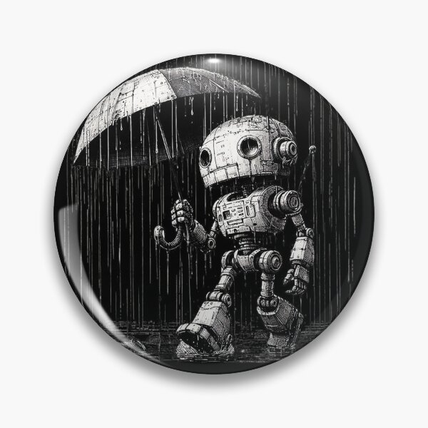 Item preview, a robot walking in the rain, funny design designed and sold by miro-bob-design.