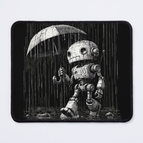 Item preview, a robot walking in the rain, funny design designed and sold by miro-bob-design.