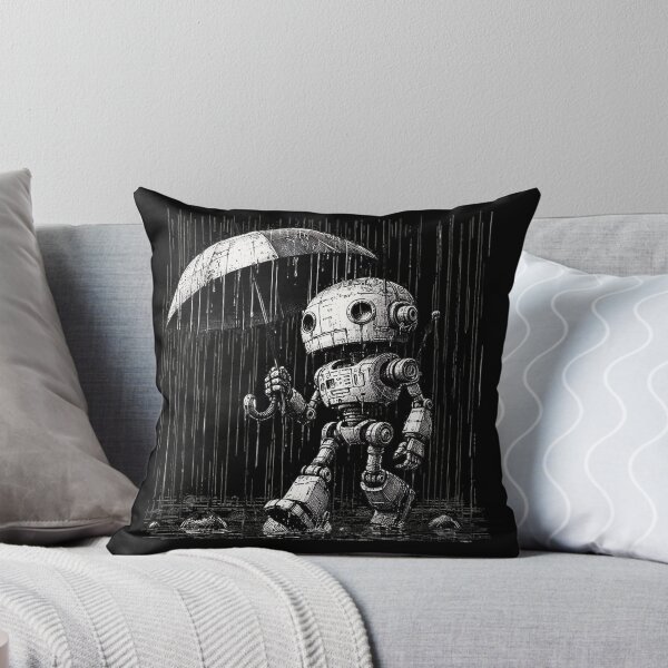 Item preview, a robot walking in the rain, funny design designed and sold by miro-bob-design.