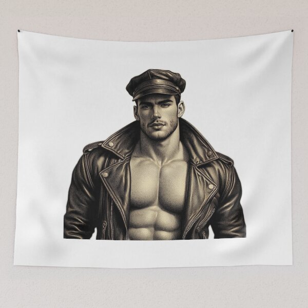 Item preview, Tom of Finland Tribute Vintage 1940 "Smokin'" Leather Biker Pride Graphic Design designed and sold by ItsAKinkThing.