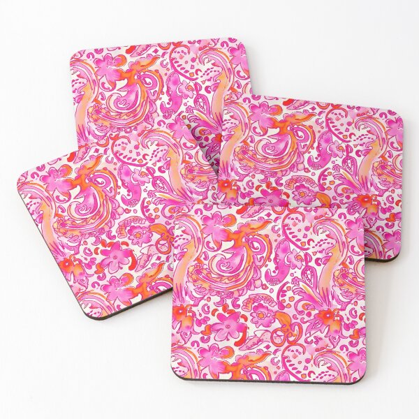 Artikelvorschau, Adrette rosa, orange und weiße Paisley-Aquarellmalerei und Marker entworfen und verkauft von SophieClimaArt.