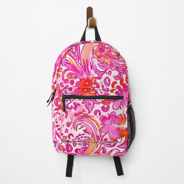 Item preview, Preppy pink, orange and white paisley watercolor and markers designed and sold by SophieClimaArt.