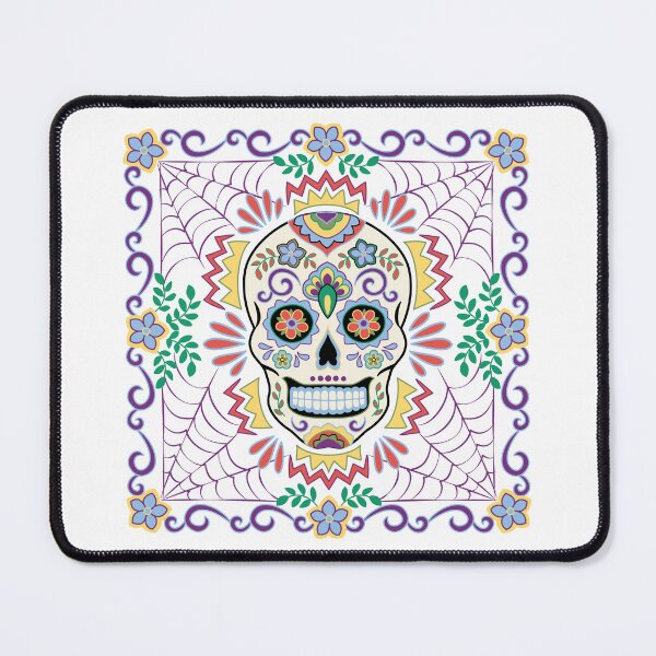 Item preview, Mexican Sugar Skull with Blue flowers for Day of the dead designed and sold by Barbara Pixton.