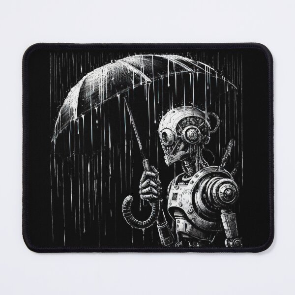 Item preview, robot walking in the rain, funny design designed and sold by miro-bob-design.