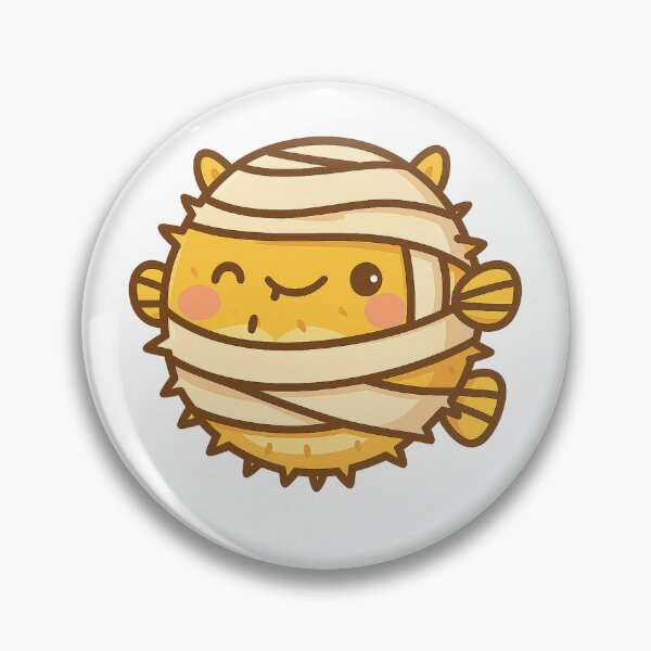 Item preview, Kawaii Pufferfish Mummy – Cute Halloween Cartoon Animal Illustration designed and sold by ThaiArtShop.