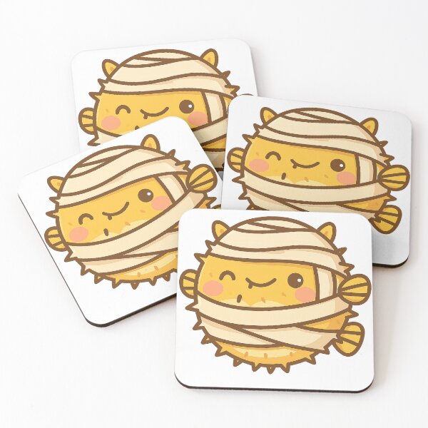 Item preview, Kawaii Pufferfish Mummy – Cute Halloween Cartoon Animal Illustration designed and sold by ThaiArtShop.