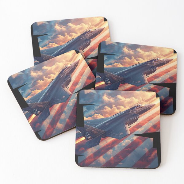 Item preview, F-35 flying on a American flag background 4 designed and sold by Neon G.