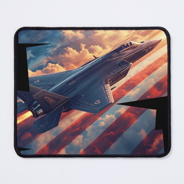 Item preview, F-35 flying on a American flag background 4 designed and sold by Neon G.