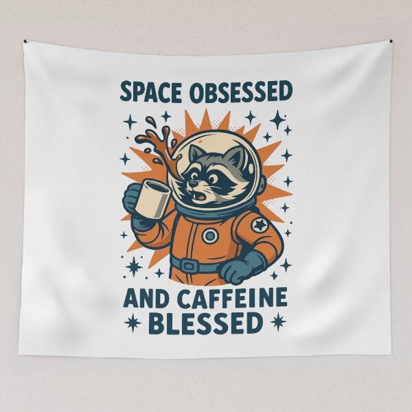 Item preview, Space Obsessed And Caffeine Blessed Funny designed and sold by LuminOrb.