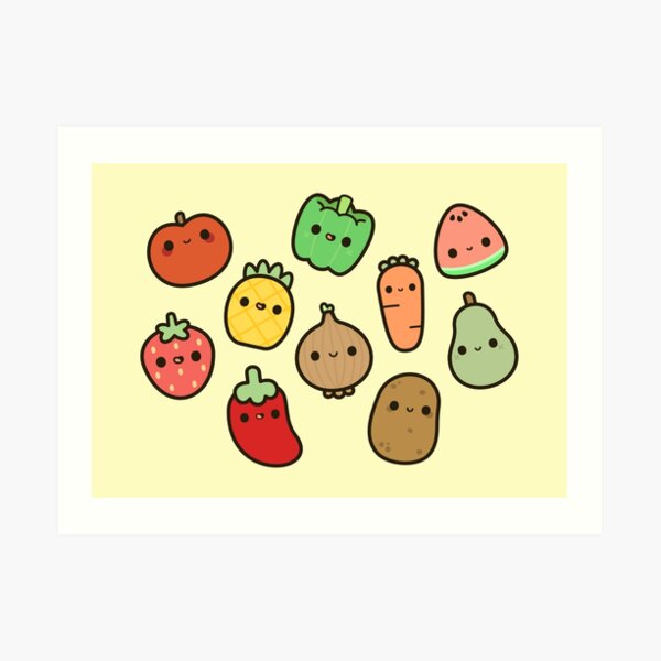 Cute fruit and veg Art Print