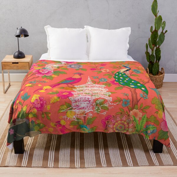 Item preview, Orange colourful chinoiserie garden designed and sold by Sugar Wisdom .