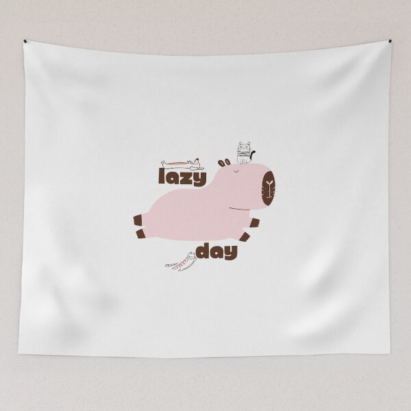Item preview, Cute “Lazy Day” Capybara with Cats Minimalist Illustration designed and sold by TigerClawCo.