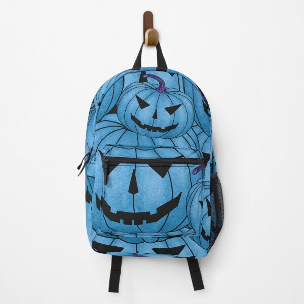 Item preview, Pattern of spooky pumpkins for Halloween in blue color designed and sold by Cherevan.