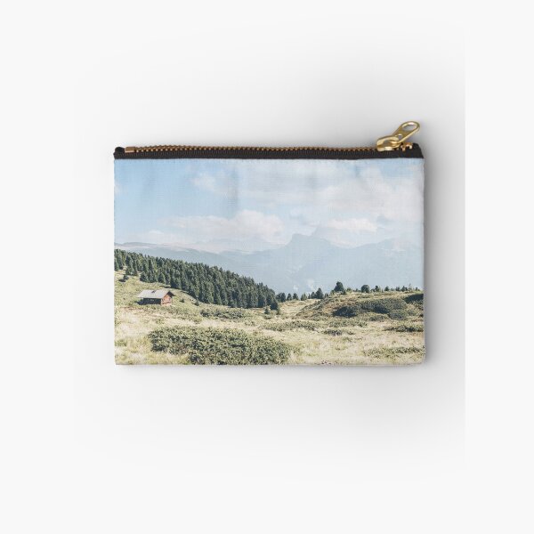Item preview, Dolomites, Italy I Isolated wooden chalet in the Alpe di Suisi mountains with panoramic view skyline between fir forests natural landscapes and green plains in an Alps country farm decor setting designed and sold by Julie Travel Photography.