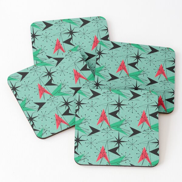 Item preview, Aqua Orange Black Arrows Starbursts Mid-Century Modern Style Linen Look designed and sold by CheriesArt.