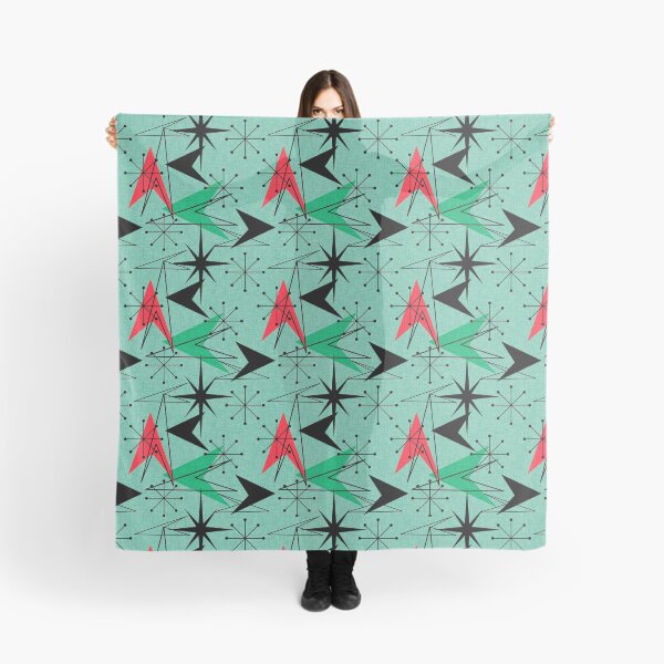 Item preview, Aqua Orange Black Arrows Starbursts Mid-Century Modern Style Linen Look designed and sold by CheriesArt.