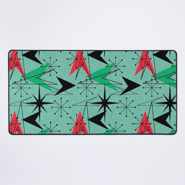 Item preview, Aqua Orange Black Arrows Starbursts Mid-Century Modern Style Linen Look designed and sold by CheriesArt.