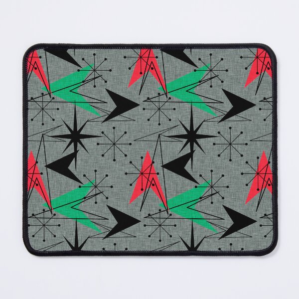 Item preview, Aqua Orange Black Arrows Starbursts on Gray Mid-Century Modern Style Linen Look designed and sold by CheriesArt.