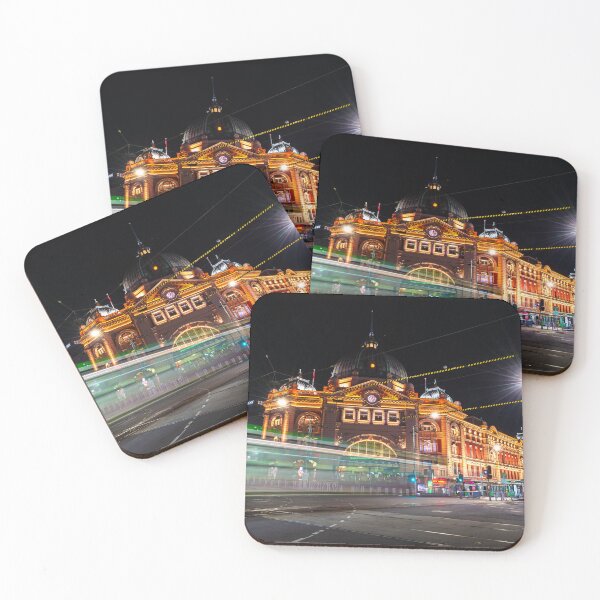 Item preview, Melbourne Flinders Street Station at night designed and sold by EGRS Photography.