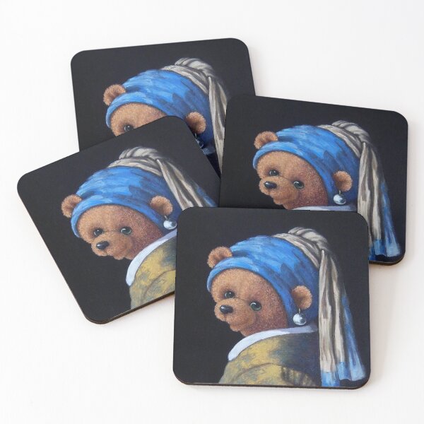 Item preview, Bear with Pearl Earring,  designed and sold by Foxloxart.