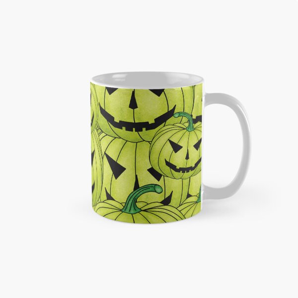 Artikelvorschau, Muster aus gruseligen Kürbissen für Halloween in hellgrüner Farbe entworfen und verkauft von Cherevan.