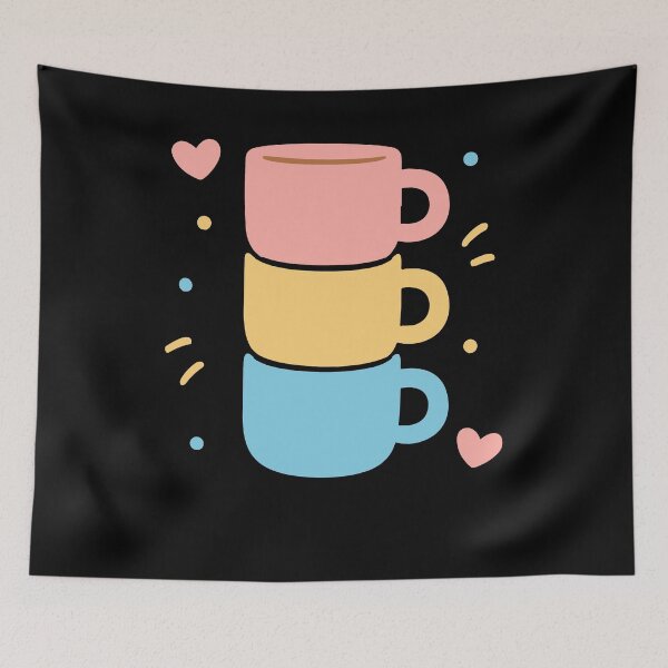 Item preview, Cute Coffee Mug Stack Pastel Hearts Love designed and sold by LuminOrb.