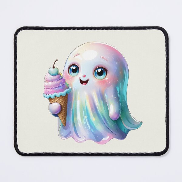 Item preview, Cute Iridescent Halloween Ghost Boo Having Ice-Cream designed and sold by RSDigitalPrintDesign.