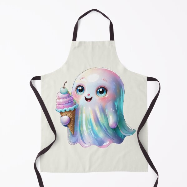 Item preview, Cute Iridescent Halloween Ghost Boo Having Ice-Cream designed and sold by RSDigitalPrintDesign.