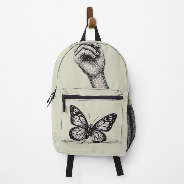 Item preview, Dark Aesthetic Hand Holding Butterfly T-Shirt | Minimal Gothic Sketch Line Art | Edgy Alternative Fashion Design designed and sold by KDesignCrafts.