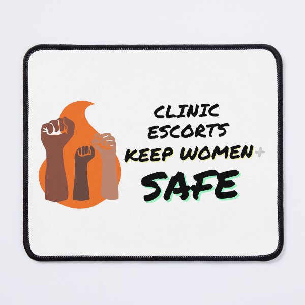Item preview, Clinic Escorts Keep Women+ Safe – Flame and Fists Design – horizontal designed and sold by AbortionEscorts.