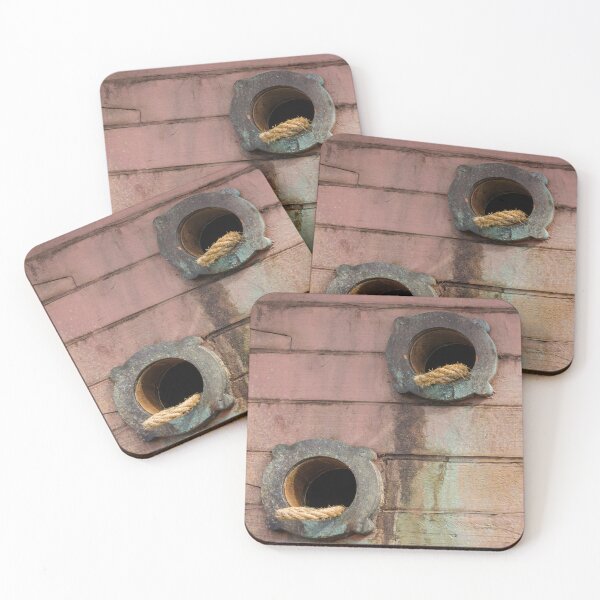 Item preview, Close-Up of Rustic Wooden Surface with Nautical Rope Through Holes designed and sold by Nmallia.