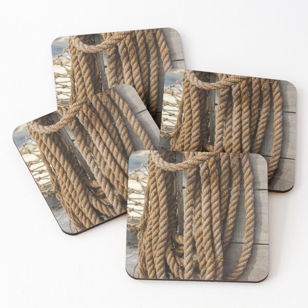 Item preview, Close-Up of Coiled Rope on Wooden Box in Nautical Setting designed and sold by Nmallia.