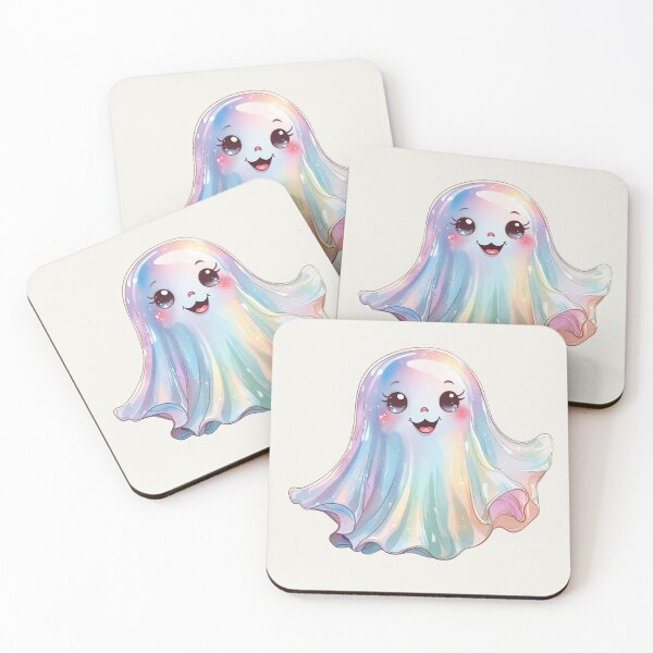Item preview, Cute Iridescent Halloween Ghost Boo Having Ice-Cream designed and sold by RSDigitalPrintDesign.