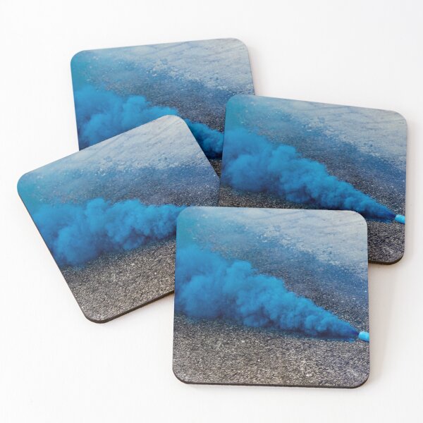 Item preview, Blue Smoke Bomb Releasing Vibrant Smoke on Outdoor Pavement Surface designed and sold by Nmallia.