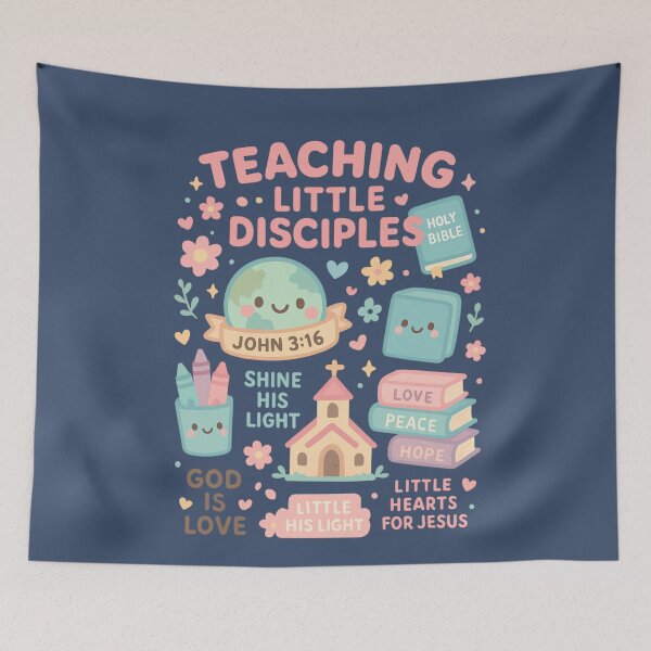 Item preview, Teaching Little Disciples Kawaii Christian T-Shirt – Cute Bible Verse John 3:16 Pastel Faith Shirt, God Is Love designed and sold by AmenAlways.