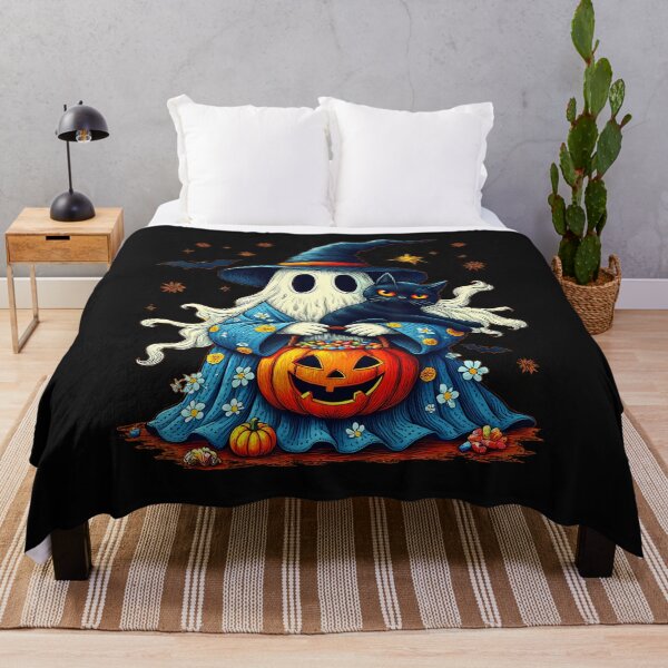 Item preview, Vintage Halloween 2025 Ghost Holding Black Cat Groovy Floral designed and sold by titusfacund.