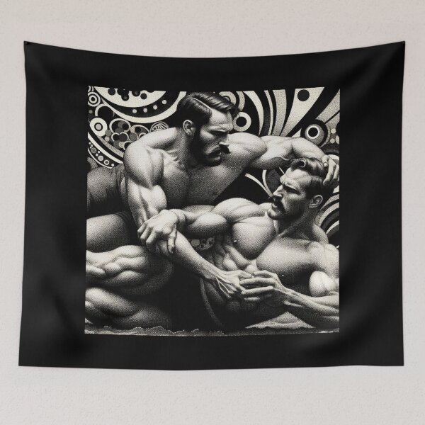 Item preview, 1940s San Francisco Gay Wrestlers Tom of Finland Tribute Gay Pride Graphic Design designed and sold by ItsAKinkThing.