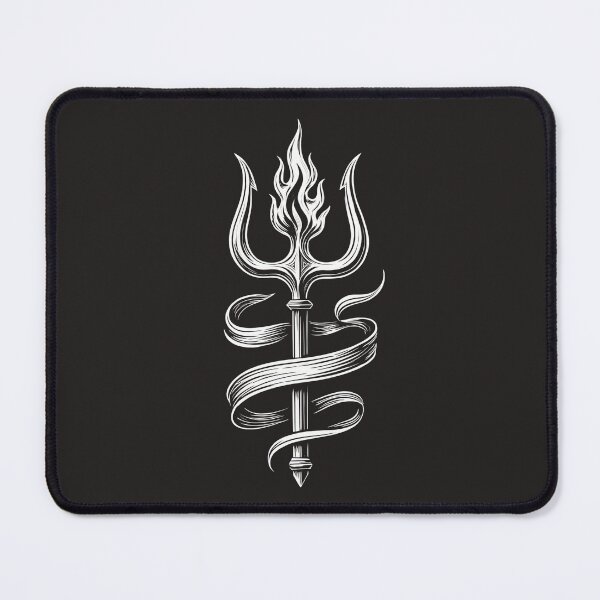 Item preview, Flaming Trident – Elegant Monochrome Mythical Symbol designed and sold by Glam-Spot.