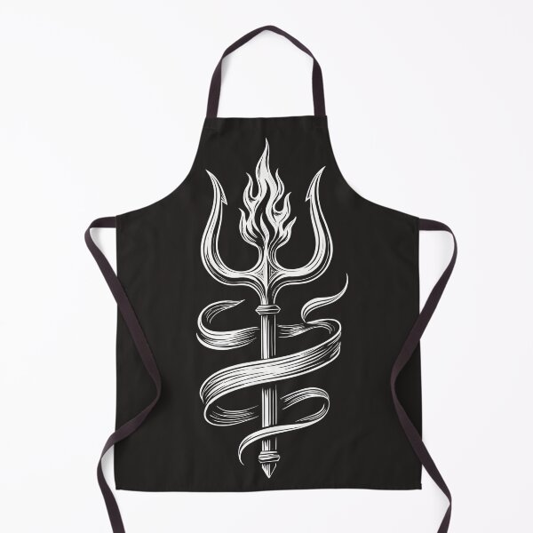 Item preview, Flaming Trident – Elegant Monochrome Mythical Symbol designed and sold by Glam-Spot.