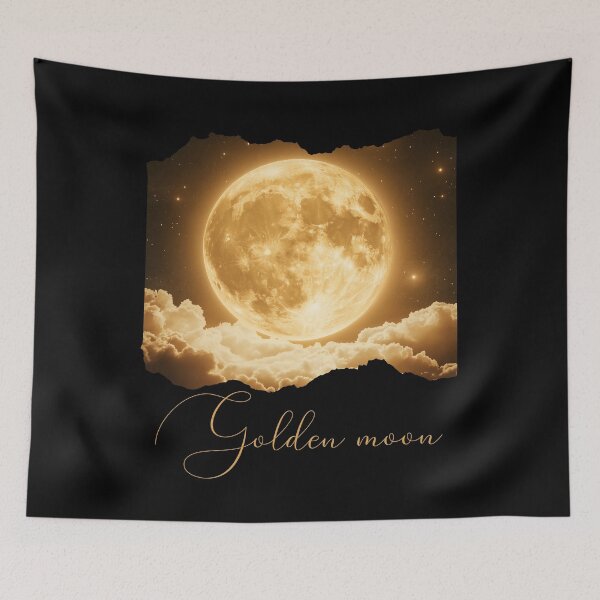 Item preview, Golden moon against the background of clouds and stars designed and sold by DżodżoJoy.