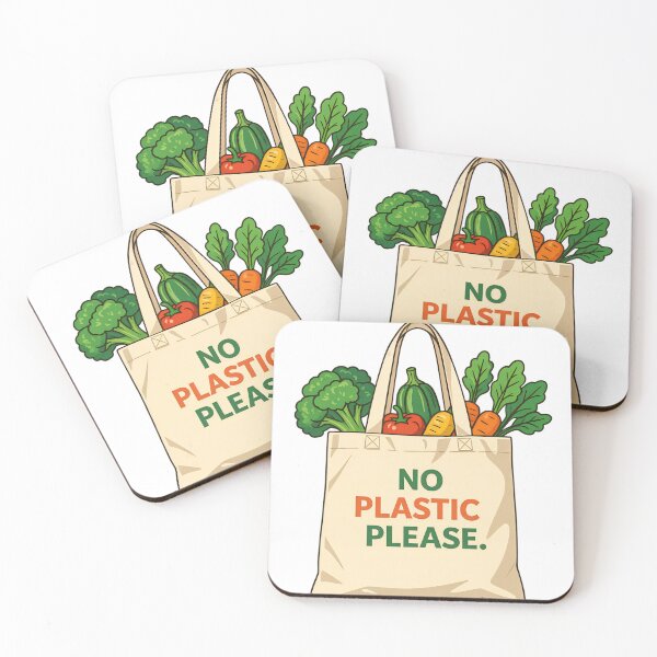 Item preview, Eco-friendly reusable bag filled with fresh vegetables emphasizes the no plastic message for sustainable living choices designed and sold by SpaceartLilu.