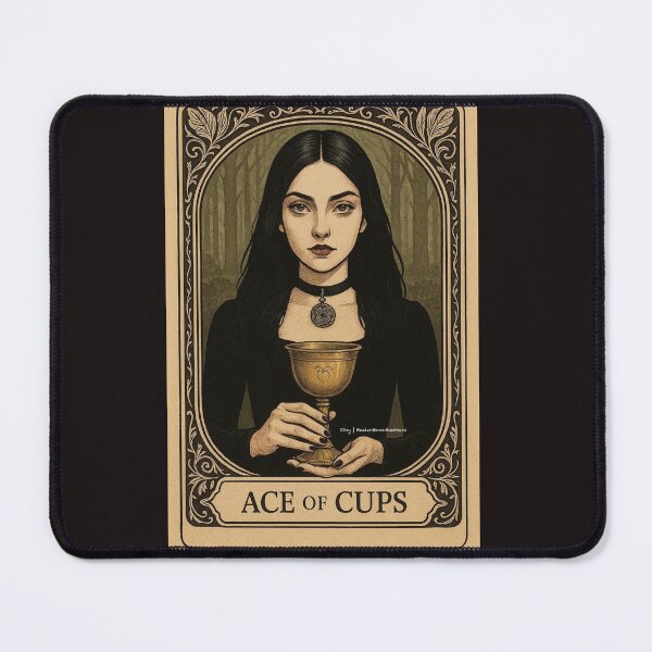 Item preview, Ace of Cups Tarot Card Illustration | Mystical Gothic Art designed and sold by HealerMoonHuntressDesigns.
