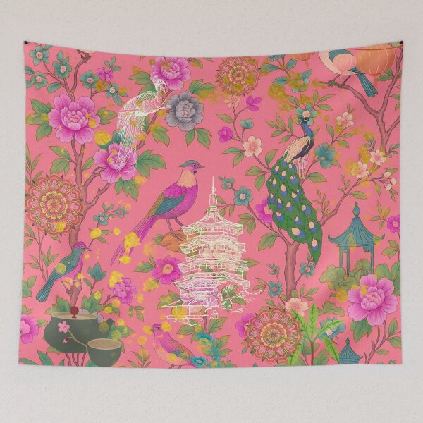 Item preview, Copy of Copy of Orange colourful chinoiserie garden designed and sold by Sugar Wisdom .