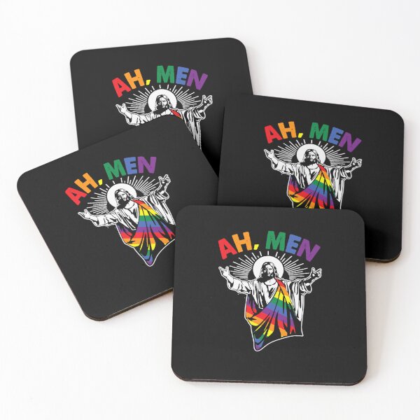 Item preview, Ah Men Funny Lgbt Gay Pride Jesus Rainbow Flag Christian designed and sold by SteveAllison.