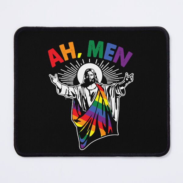 Item preview, Ah Men Funny Lgbt Gay Pride Jesus Rainbow Flag Christian designed and sold by SteveAllison.
