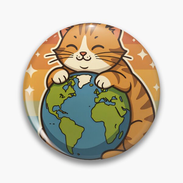 Item preview, Cute orange cat holding globe promotes veganism for all living beings in a vibrant design designed and sold by SpaceartLilu.