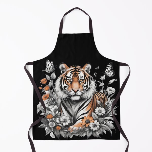 Item preview, Beautiful Regal Tiger With Flowers & Butterflies designed and sold by CarrollGene.