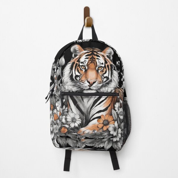 Item preview, Beautiful Regal Tiger With Flowers & Butterflies designed and sold by CarrollGene.