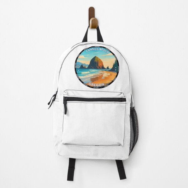 Item preview, Cannon Beach Oregon Travel Poster - Haystack Rock Coastal Sunset USA designed and sold by inkNext.