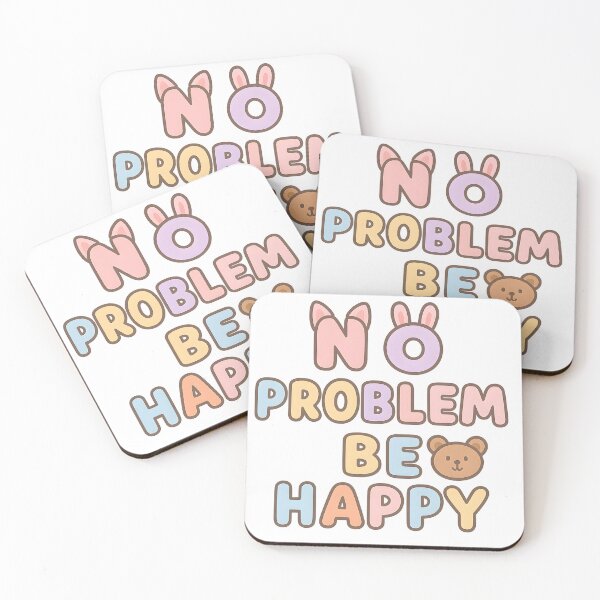 Item preview, No Problem Be Happy – Cute Typography with Animal Ears Sticker designed and sold by KawaiiOrbit.